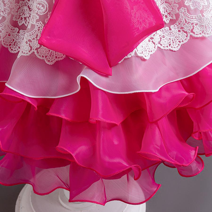 Girls Bow Flower Wedding Party Birthday Party Tutu Dress Stage Performance Costume