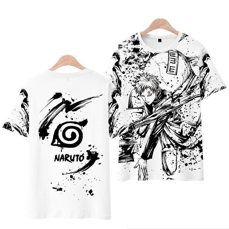 Japanisches Manga 3D-gedrucktes Kurzarm-T-Shirt Sommer Atmungsaktives Polyester Einfaches Rundhals-Oberteil