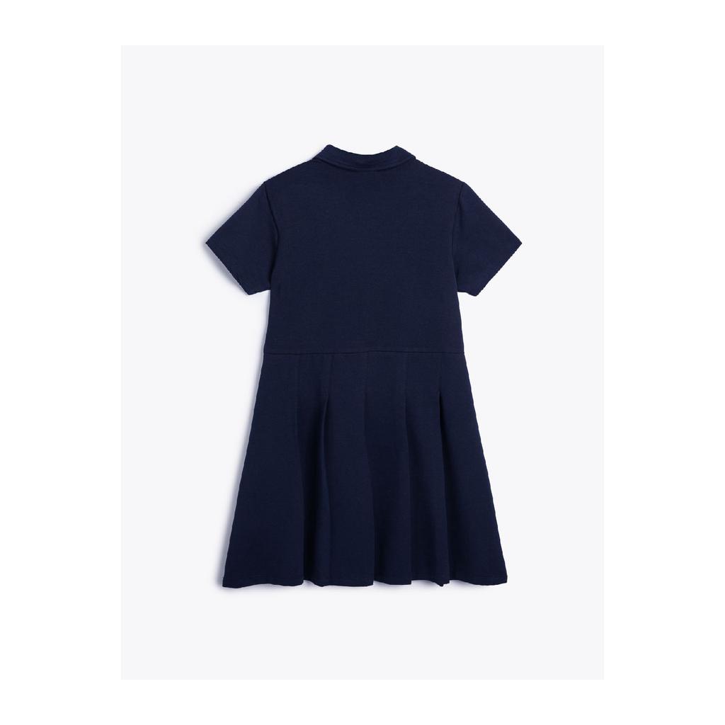 School Dress School Shirt Collar Short Sleeve Button Detailed Cotton