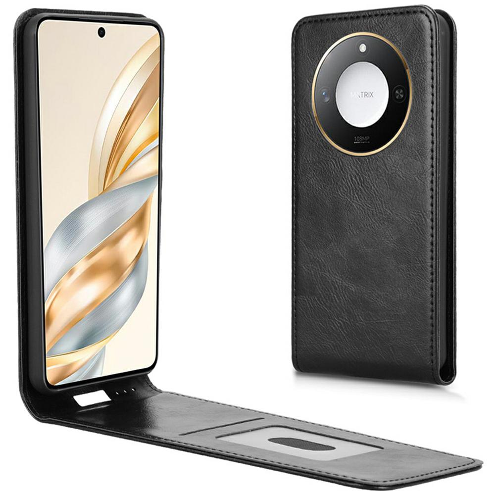 

Чехол для Honor X9c Smart 5G/X60 5G с отделением для карт, магнитный вертикальный откидной кожаный чехол для телефона Black