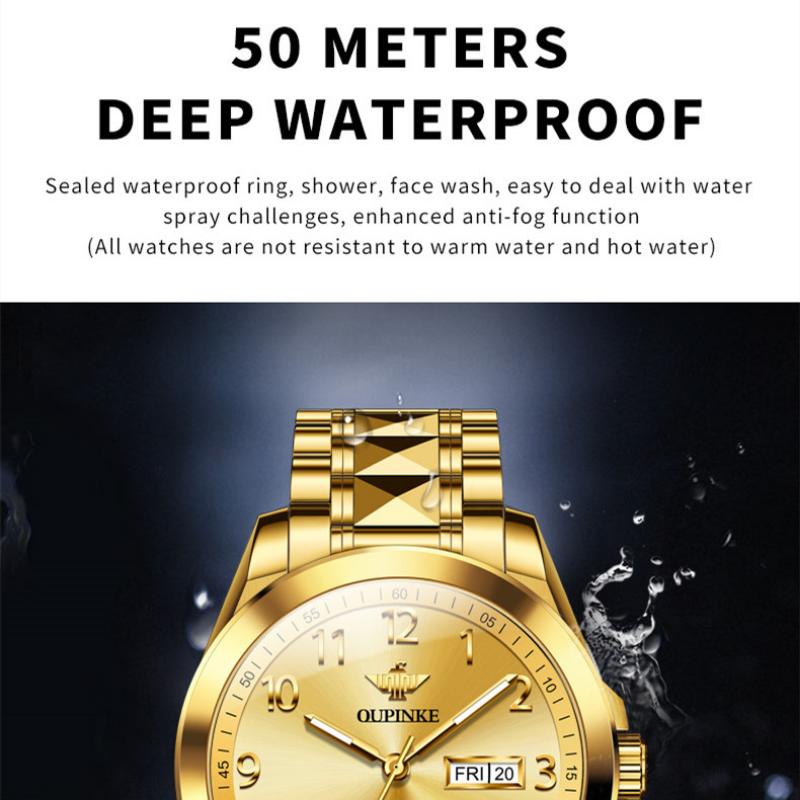 OUPINKE New Business and leisure Men's Watch Automatic Mechanical Watch Stainless Steel Business Double Calendar Anti-high-end Watch