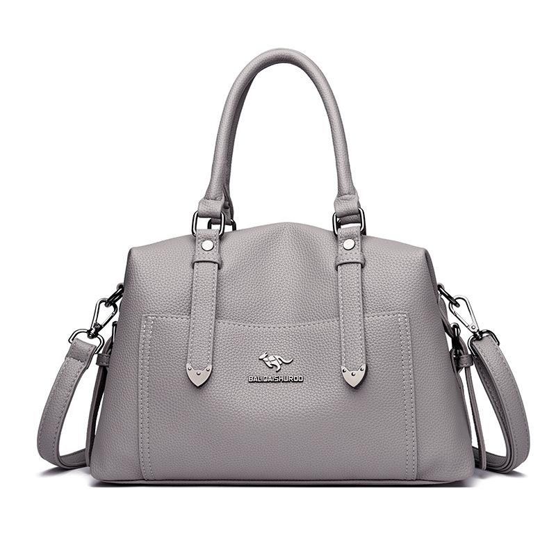 

Fashionable Ladies Handbag Large-capacity Tote Bag with Lychee Pattern Single-shoulder Bag сірий колір