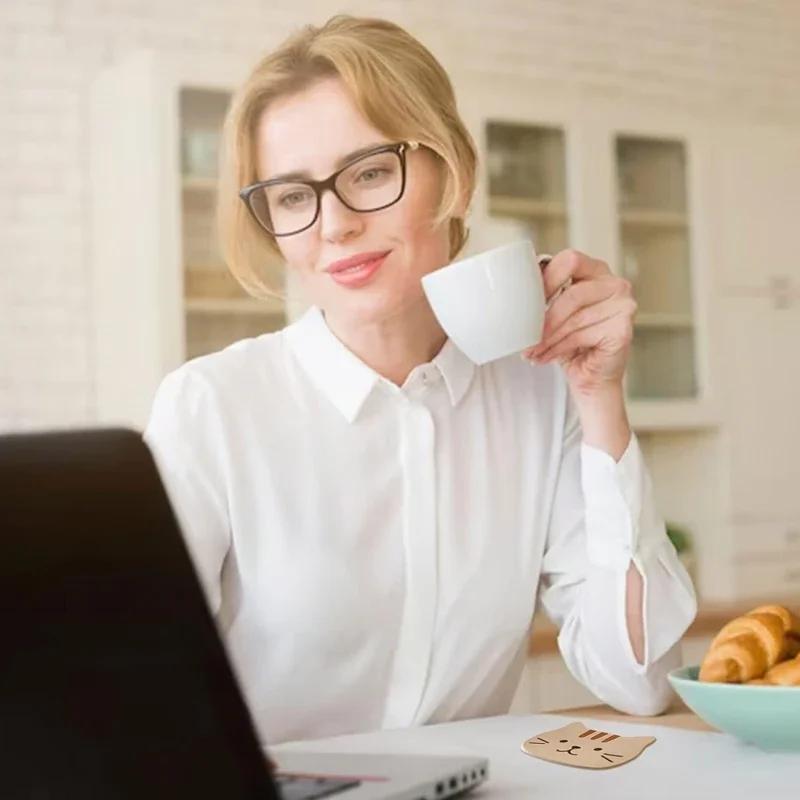 Cat Cute Cup Coasters Reusable Silicone Drink Coasters Non Slip Washable Heat Resistant Glass Cup Rubber Pad Mat