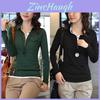 Design Feeling Color Block Mock Two Piece T Shirt For Women With Stretch Cotton For Office Wear