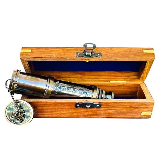35.56 Cm Working Telescope with Wood Box Engraved Spyglass Pirate Telescope Brass Telescope Anniversary Gifts For Husband Boating Gift