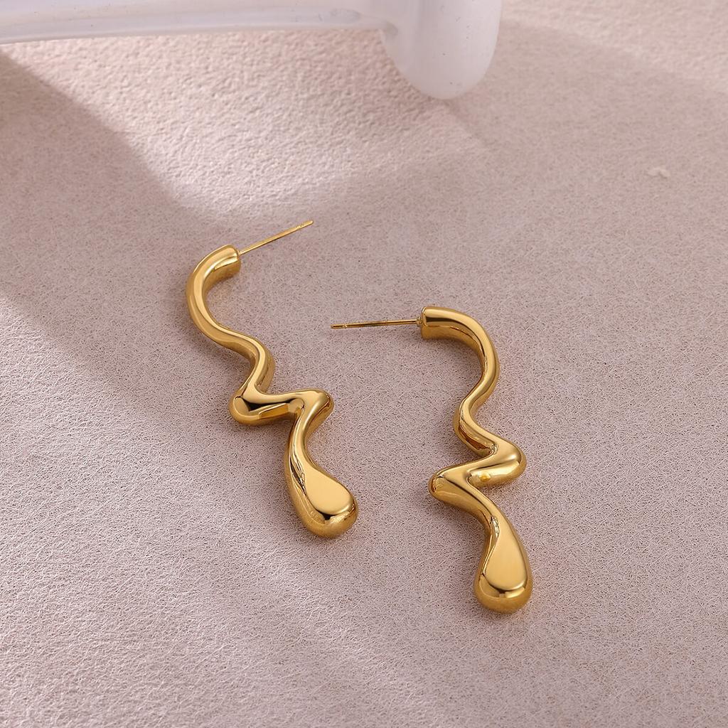 Women Exaggerated Gold Color Daisy Flower Hanging Earrings Stainless Steel Geometry Irregular Ear Piercing Jewelry Christmas