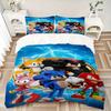 3pcs Sonic the Hedgehog Home Bedding Set-Universal Three-Piece Suit for Bedroom, Guest Room, Living Room, Hotel-Perfect Gift for Fans, Trave