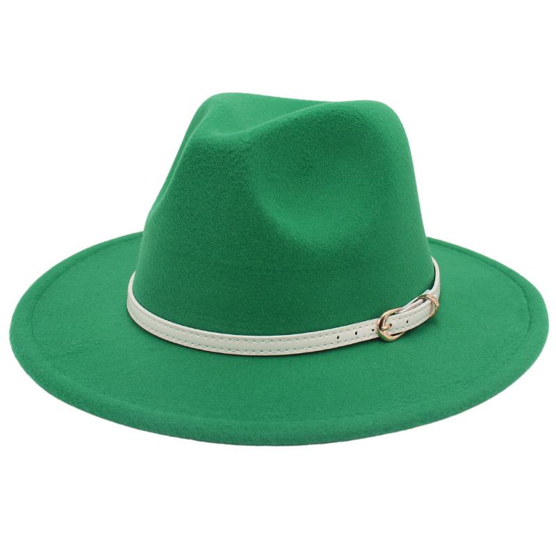 Big Brim Top Hat Women'S Coat With Hat Felt Hat Solid Color Cashmere Jazz Hat