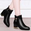 Top Layer Soft Leather Ladies Ankle Boots Fashion Thick Heel Pointed High Heel Lace Ankle Boots