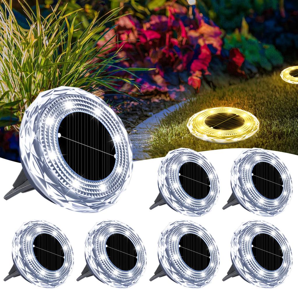 8LED Solarenergie Scheibenleuchte Außen Garten Solar Untergrundleuchte Deckleuchte Scheinwerfer Eingebaute Solar LED Lampe Gartendekoration