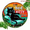 Vintage Black Cat Cartoon Metal Wall Sign 8x8 Inch Retro Home Decor
