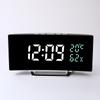 Curved LED Mirror Clock with Temperature and Humidity Display, Triple Alarm, Digital Desktop Clock for Bedroom