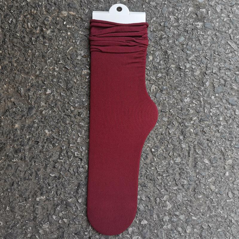 Women's Summer Thin Allpurpose Solid Color Retro Vertical Stripe In The Long Tube Pile Socks