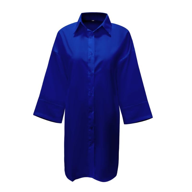 Spring and Autumn Women's Dress Plus Size Solid Colour Loose Shirt Dresses