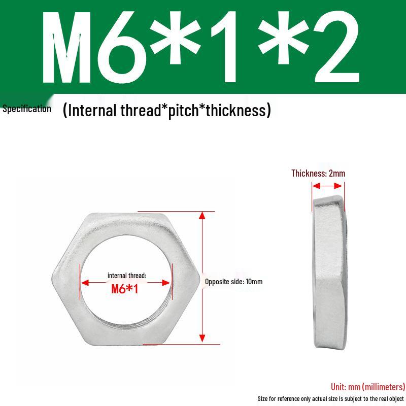 GB808 White Zinc Hex Thin Nut, Fine Thread, Lamp-Type, M6-M30