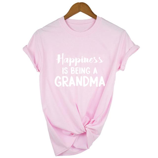 Womens Happiness Is Being A Grandma Tshirt Funny Grandmother Tee For Ladies Grandma Being Shirt Clothes S