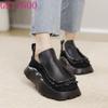 Fashion GKTINOO 2025 Loafers Women Flat Platform Shoes Square Toe Flats Thick Heel Elegant Genuine Leather Deep Mouth Ladies Shoes
