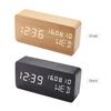 Alarm Clock, Digital Alarm Clock for Bedroom, Wooden Desk Alarm Clock, with Voice Control, Date and Temperature Adjustable, 3 Brightness Display LED