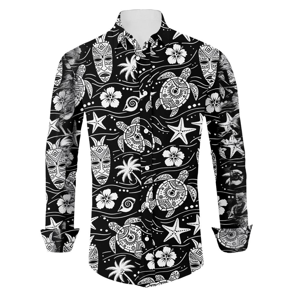 Men's Clothing Long Sleeve Hawaiian Shirt for Men Casual Button Down Shirts for Men Lightweight Floral Design