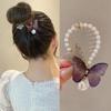 Lady Ponytail Claw Shiny Rhinestone Faux Pearl Long Tassel Flower Multi Teeth Stainless Hair Decoration Lightweight Bridal Hair Bun Clipper