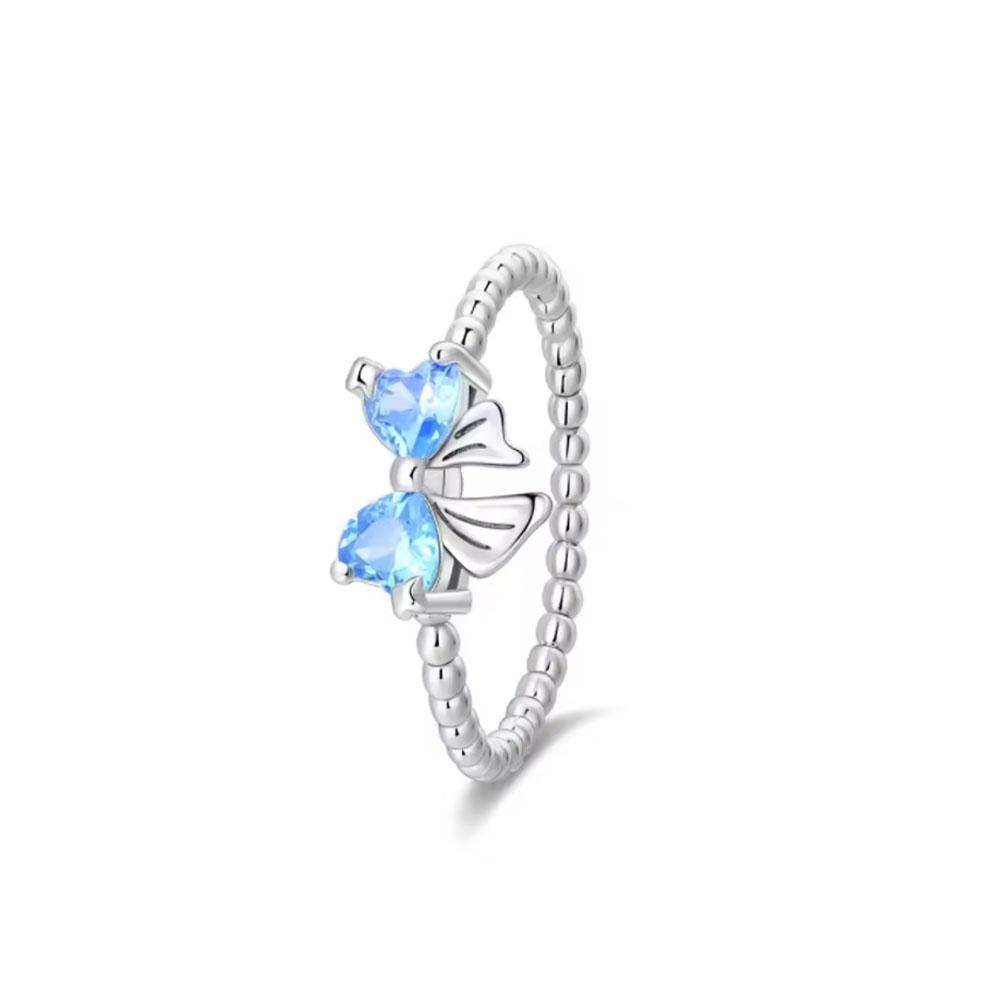 925 Silver Elevated Red&Pink&Blue&White Square Ring Lover's Holiday Gift Jewelry Flower Butterfly Rings