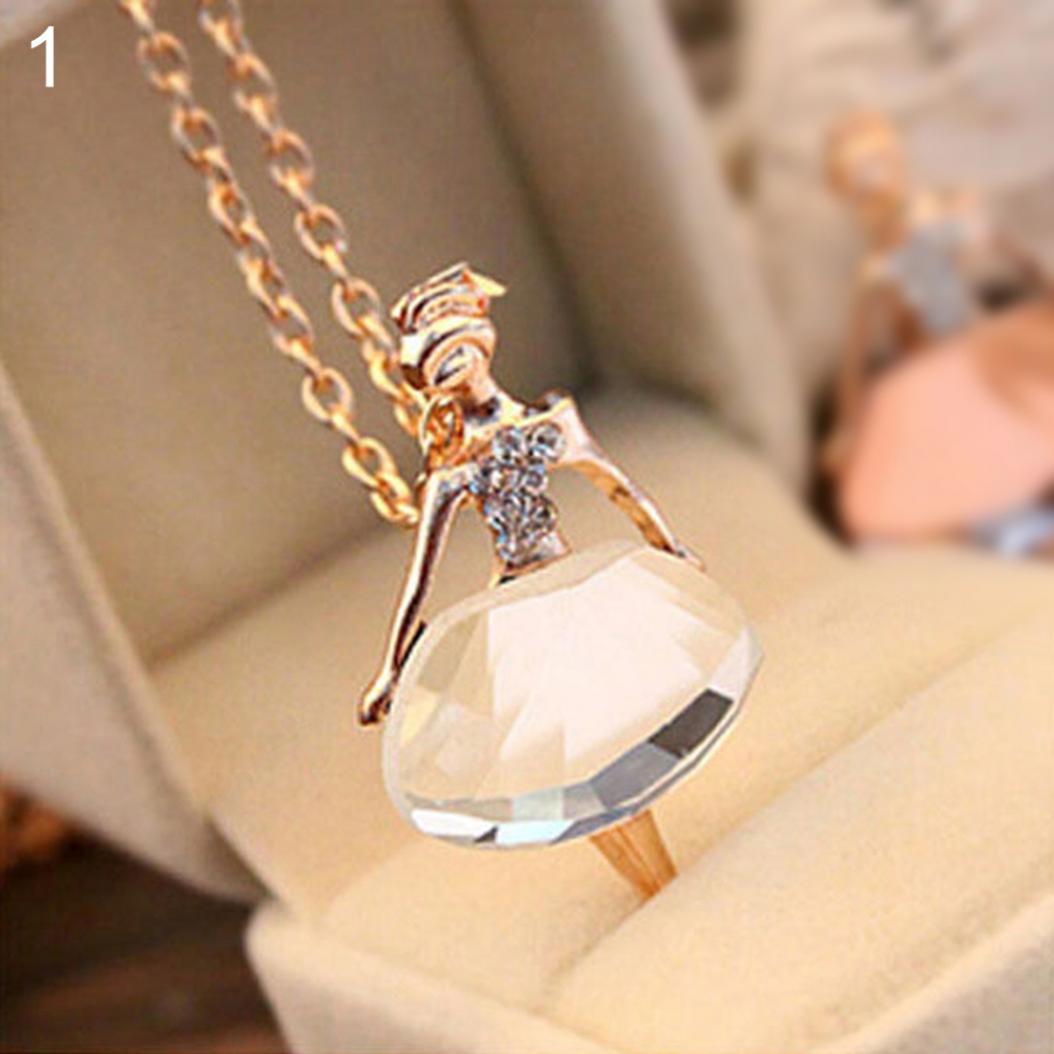 

Women Fashion Rhinestone Ballet Girl Pendant Sweater Chain Necklace Jewelry AVE
