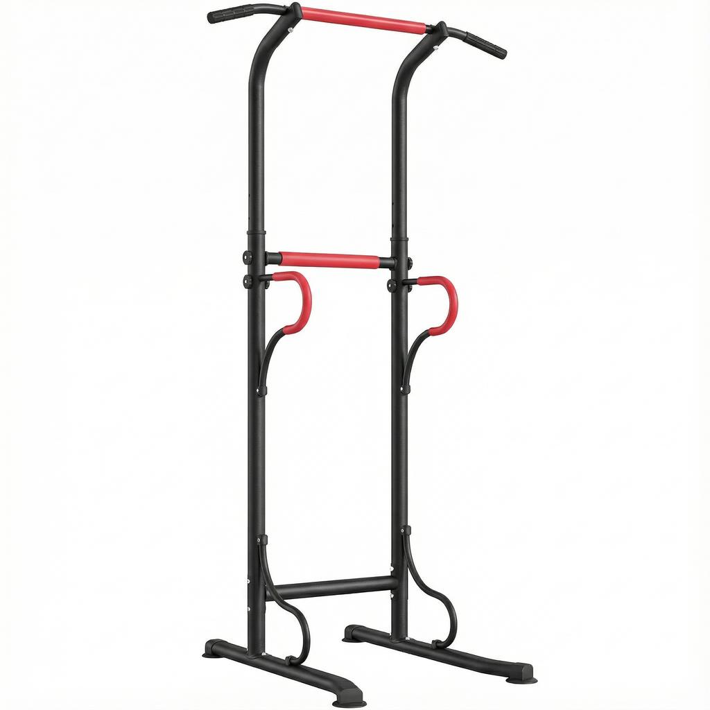 Steel Multi-Use Exercise Power Tower Pull Up Station Adjustable Height W/ Grips