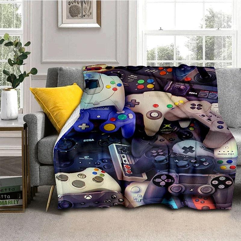 Kontroler do gier koc Gamepad flanelowy koc Super miękki polar gra rzut koce do sypialni kanapa Sofa prezent dla chłopca