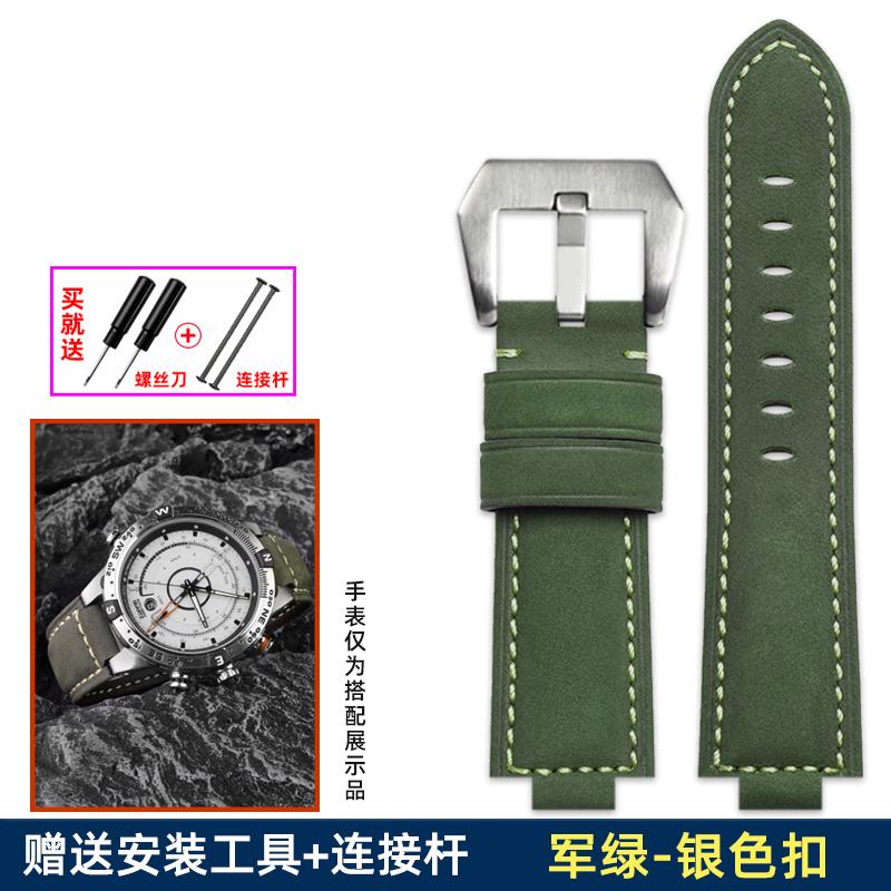 Genuine Leather Watch Strap 24*16mm For Timex Tide T2n739 T2n720 T2n721 T45601 T2p141 Series Watchband Men's Watch Accessories