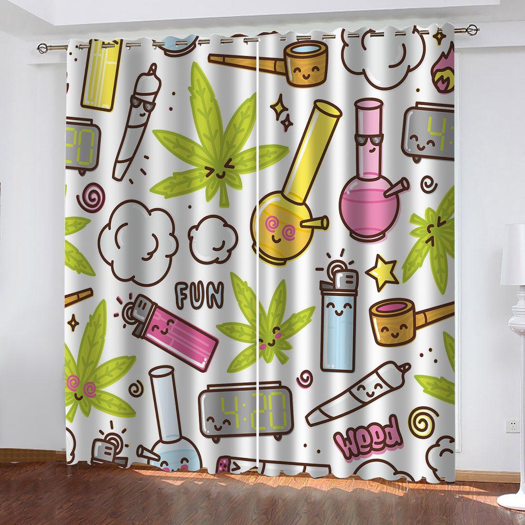 Children'S Room Curtains Cartoon Colour Print 3D Design Luxury Girl Window Curtains For Living Room Bedroom Home Decor 2 Pieces