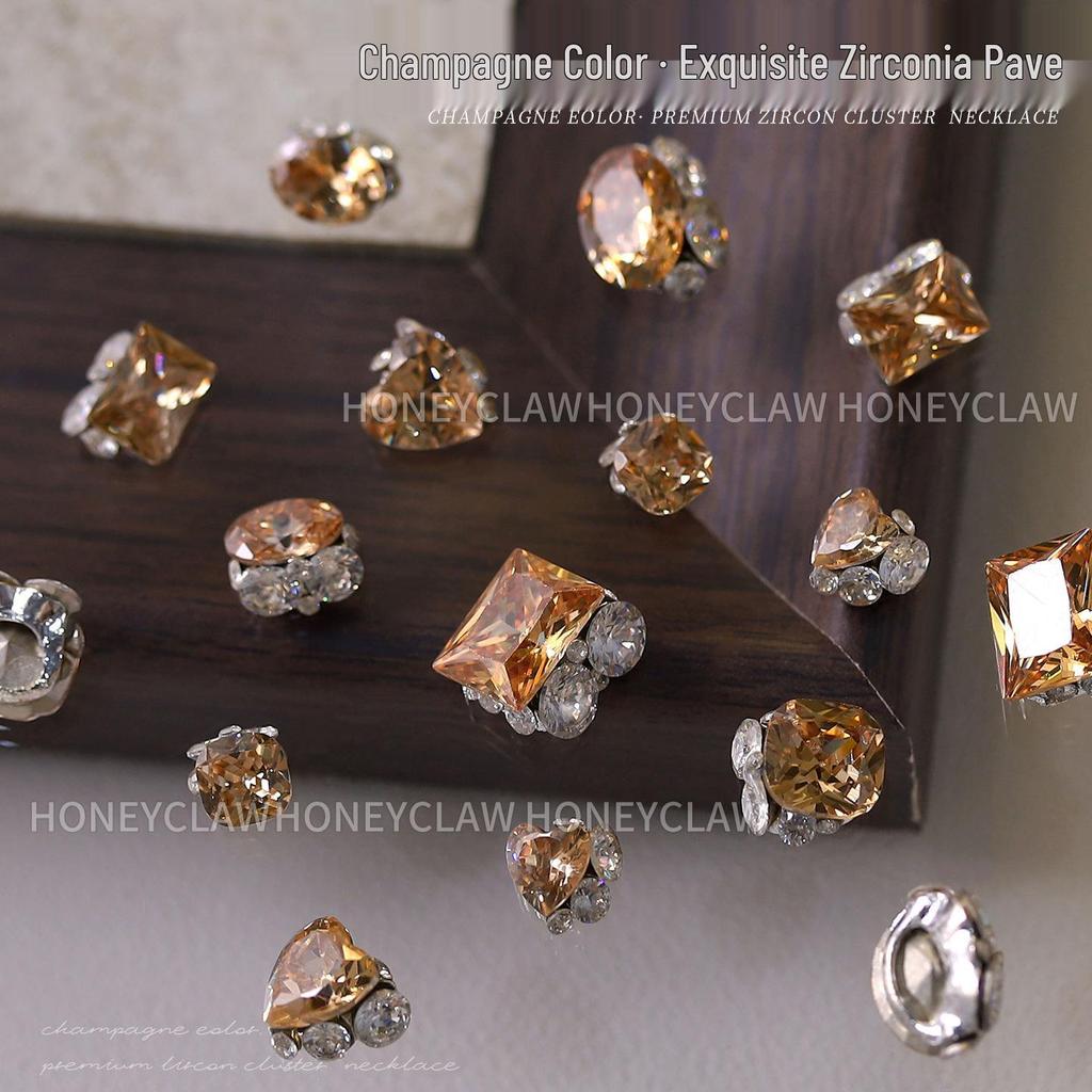 Champagne Zirconia Rhinestone Nail Art Balls - Handmade, Super Sparkle Decoration
