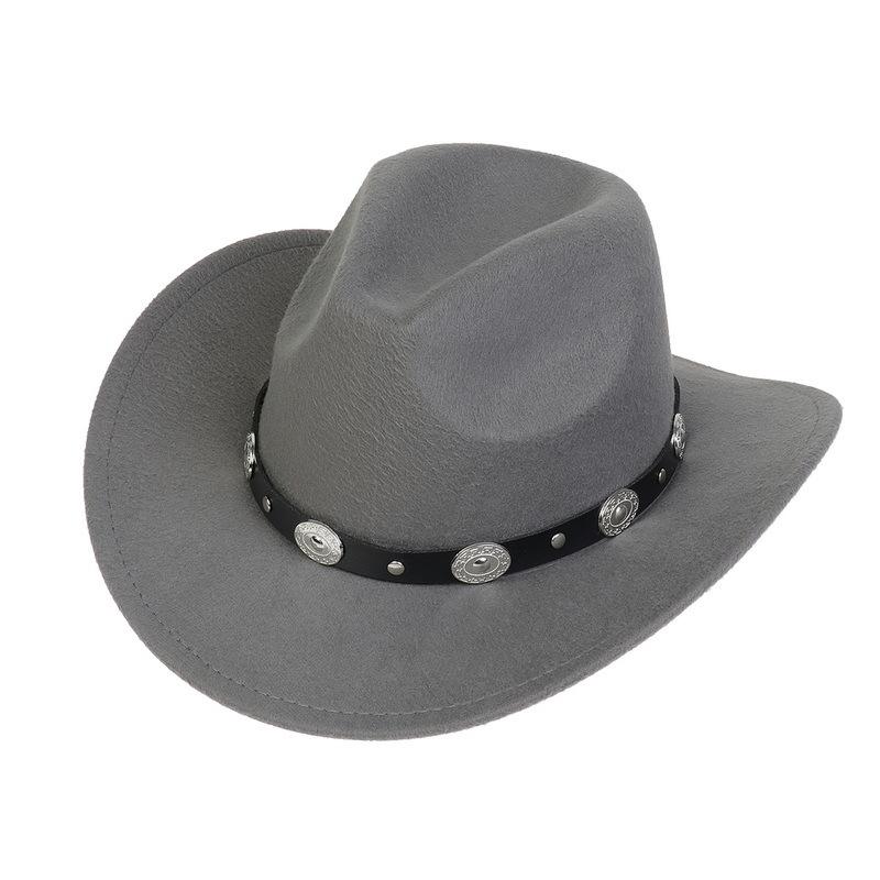 Western Cowboy Top Hat Spring And Autumn New Jazz Hat Big Brim Pentagram Belt Accessories Felt Hat Men And Women