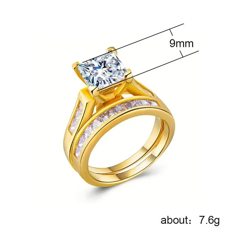 Caoshi 2er Set Eheringe für Damen mit strahlenden Zirkonia-Steinen Eleganter Schmuck Jubiläumsgeschenk für Ehefrau Klassische Bijouterie