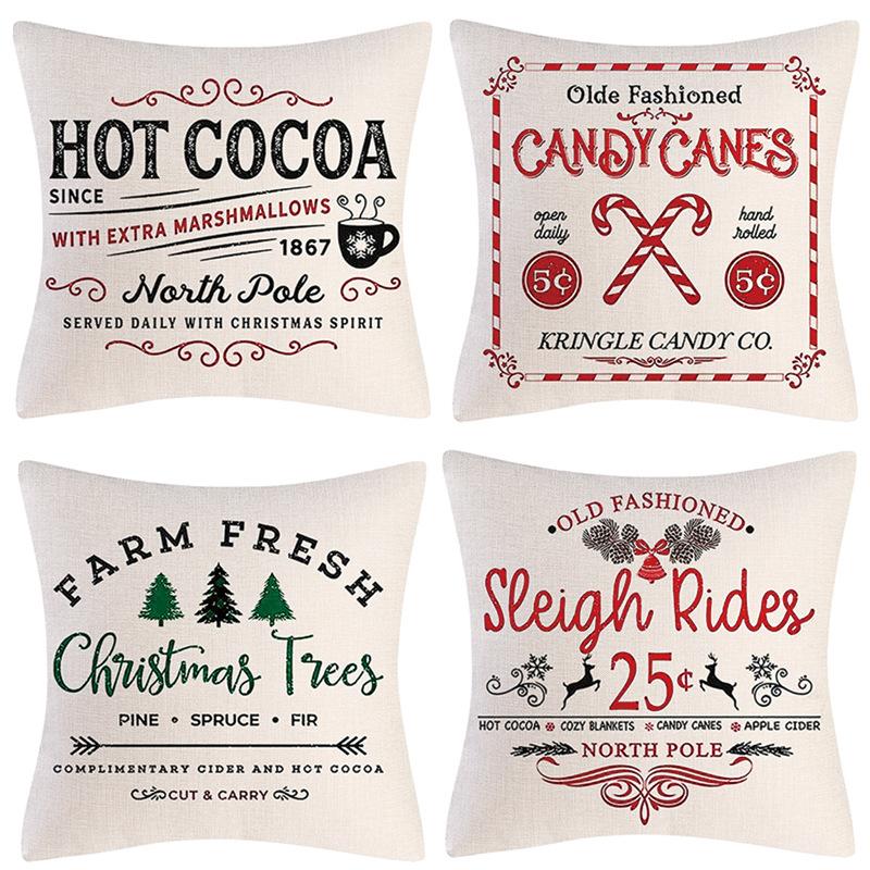 Christmas Pillowcase New Cushion Lumbar Pillow Cartoon Holiday Linen Super Soft Short Plush Pillowcase