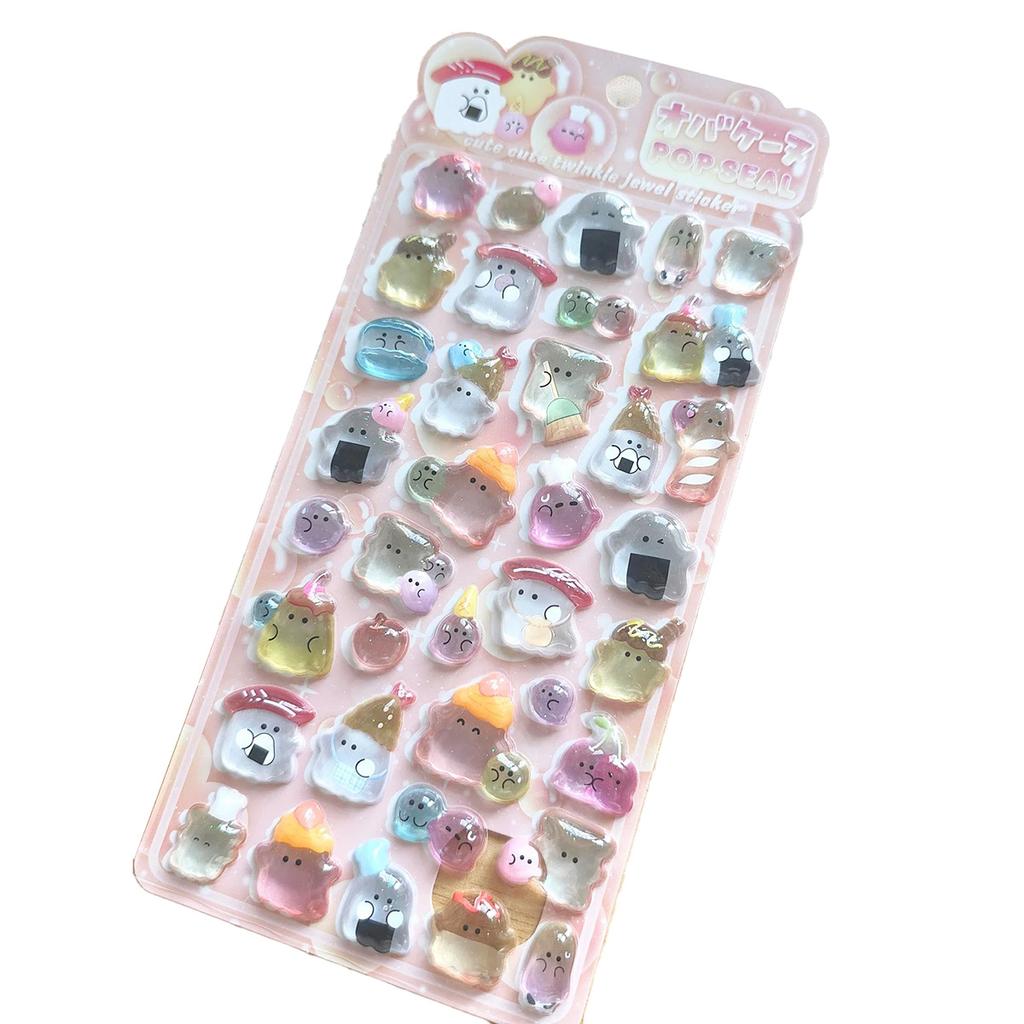 New Hotcute 3D Ghost Family Relief Crystal Stickers - Kids Educational Reward Decals For Phone Album Handicraft & Diy Decor