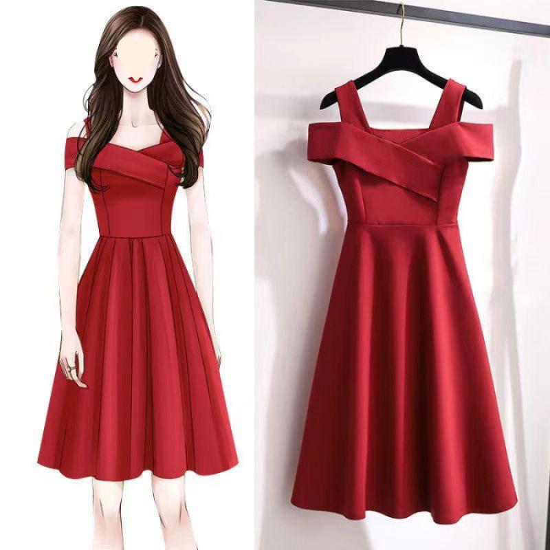 2026 Plus Size Women s Slimming Summer Dress - Flattering Belly Cover and Waist-Cinching 2XL красный