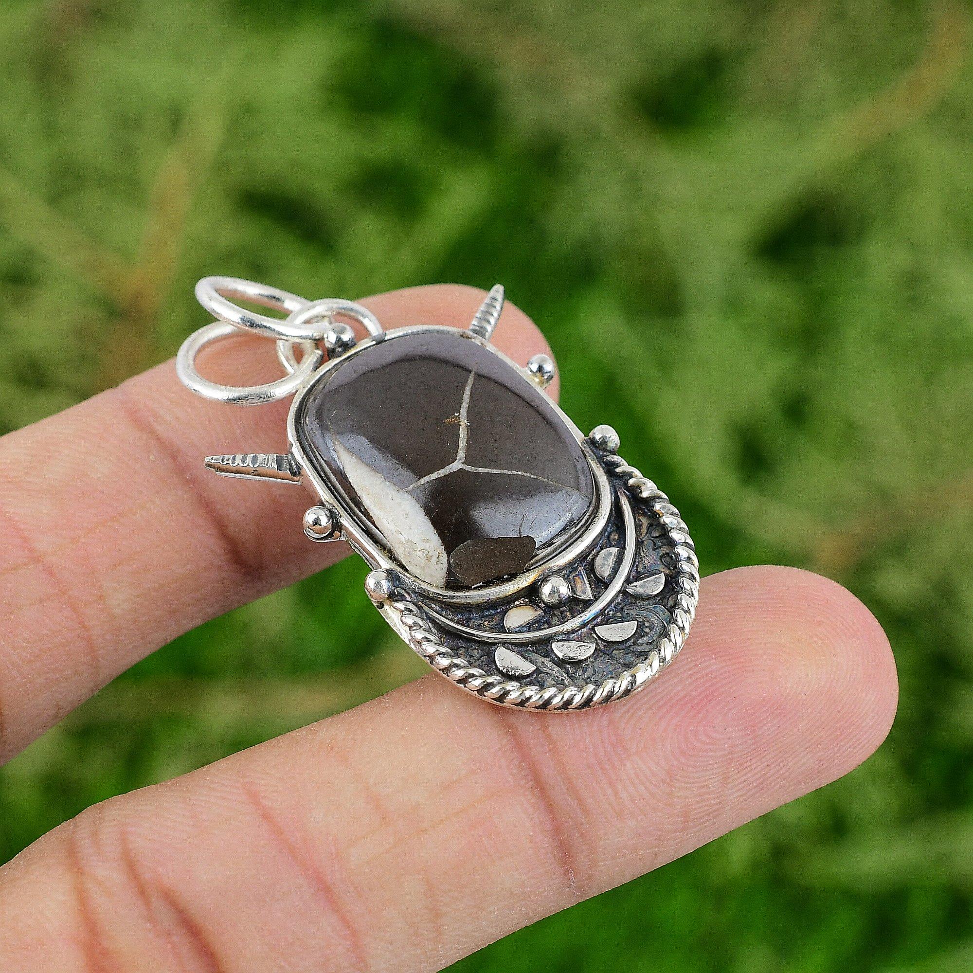 

Moroccan Mud Crack Fossil Pendant 925 Sterling Silver Pendant Gemstone Pendant Handmade Jewelry Gifts For Her