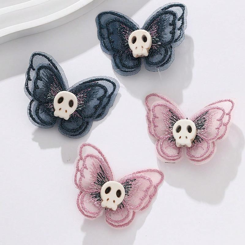 4pcs Bold Butterfly Skull Design Hair Clips - Punk Rock Inspired Barrettes for Women, Cosplay Accessories, Y2K Aesthetic