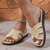 Leisure Fashion Slippers for Women Slides Beach Flat Low Heels Shoes for Women Solid Leather Platform Summer Shoes Plus Size