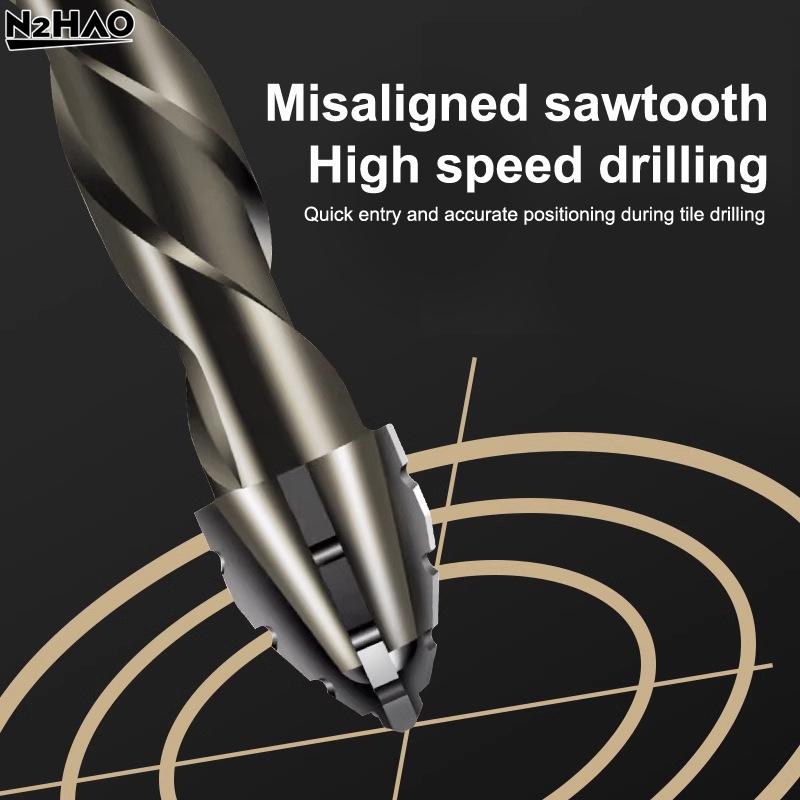7pc/set Four-Edged Serrated Eccentric Drill Tungsten Steel Serrated Drilling Bit For Ceramic Plastic Tile Ceramic Glass Concrete