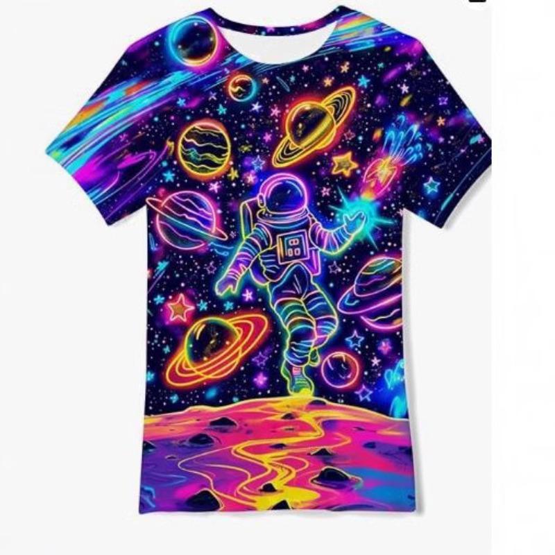Summer Creative Graffiti Printed Round Neck Top 3D Printed Daily Loose Versatile Comfortable Short Sleeve T-shirt