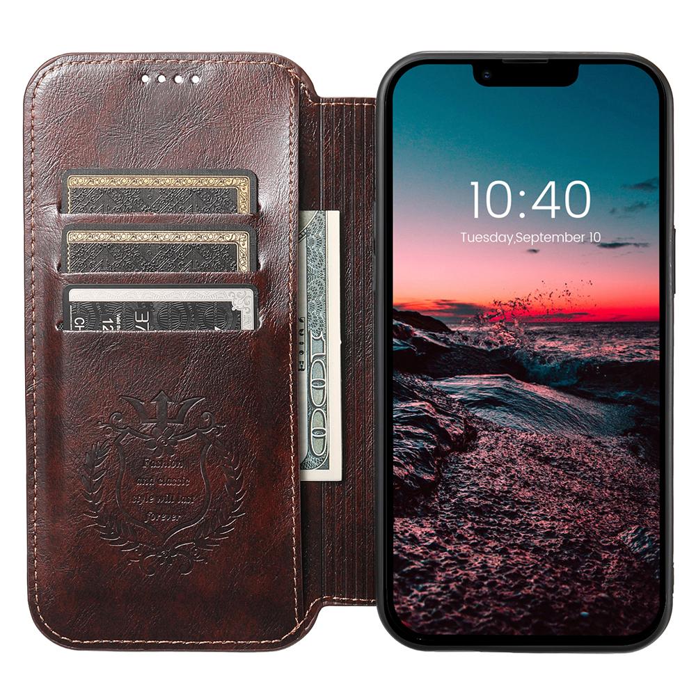 

SUTENI J05 For iPhone 13 6.1 inch Dustproof Phone Case Stand Wallet Leather Cover Compatible with MagSafe Blue