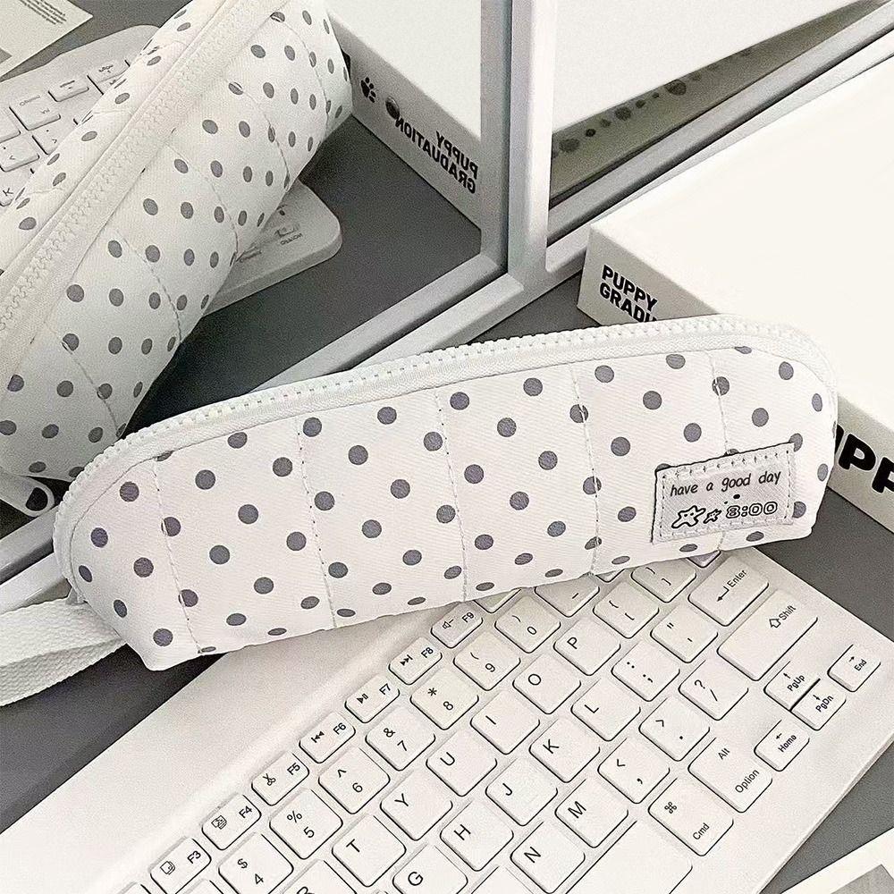 Polka Dot Design Pen Bag Portable Pencil Pouch Stationery Organizer School Supplies