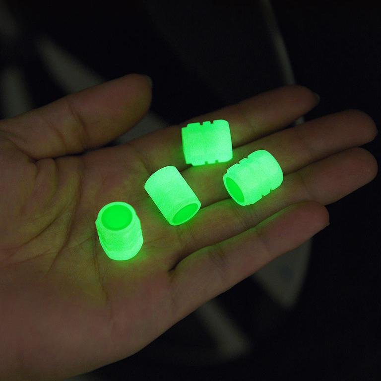 Purple and Green Luminous Tire Valve Caps for Car Motorcycle Bike Tyre Hub Glowing Cap Dustproof Nozzles Cover Car Accessories Valve Stems 1