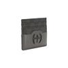 Gucci GG Supreme card holder with hollow interlocking double G canvas and leather piping, men's black and gray