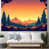 2D Starry Meteor Mountain Backdrop 2D Sunset Pine Forest Photo Background for Photography Decor