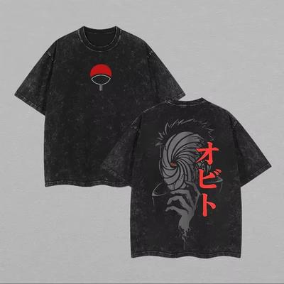 T Shirt Mask Vintage Acid Wash Streetwear Comfortable Retro Anime Graphic Men Tees Cotton Top Clothing