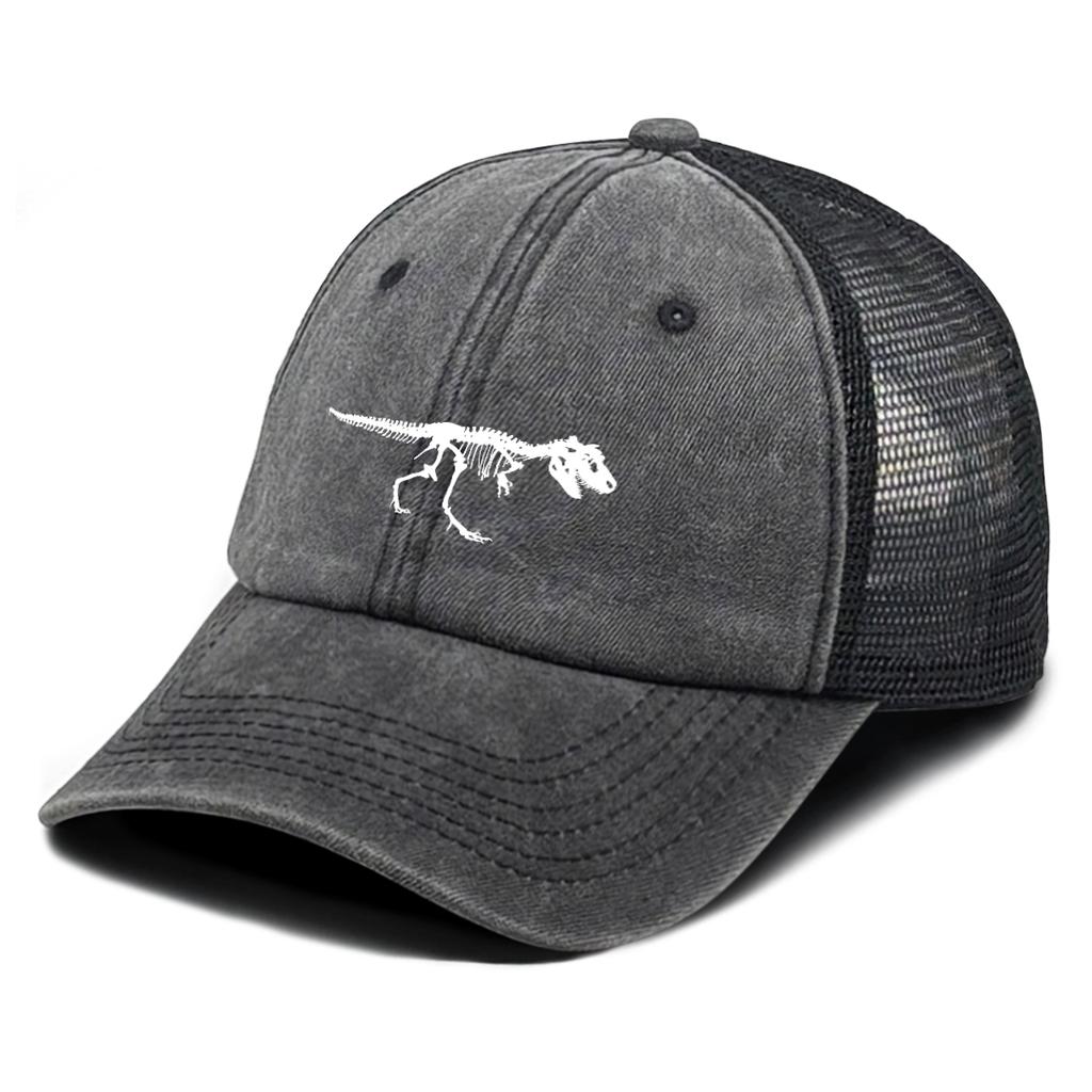 Skeleton Dinosaur Print Baseball Cap Adjustable Snapback Sun Cap Animal Sports Hat Retro Protective Hat For Unisex Women