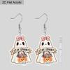 2D Flat, 1 Pair/2 Pairs Halloween Ghost and Pumpkin Flower Basket Acrylic Earrings Halloween Earrings Trendy Female Earrings Holiday Party Gifts