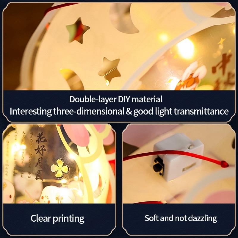 Chinese Style Lantern Mid-Autumn Festival Lantern Decoration Rabbit Moon Lantern DIY Material Kit Handmade Lantern Halloween